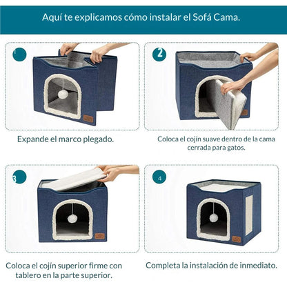 Cama Plegable Gatos Cojín Suave